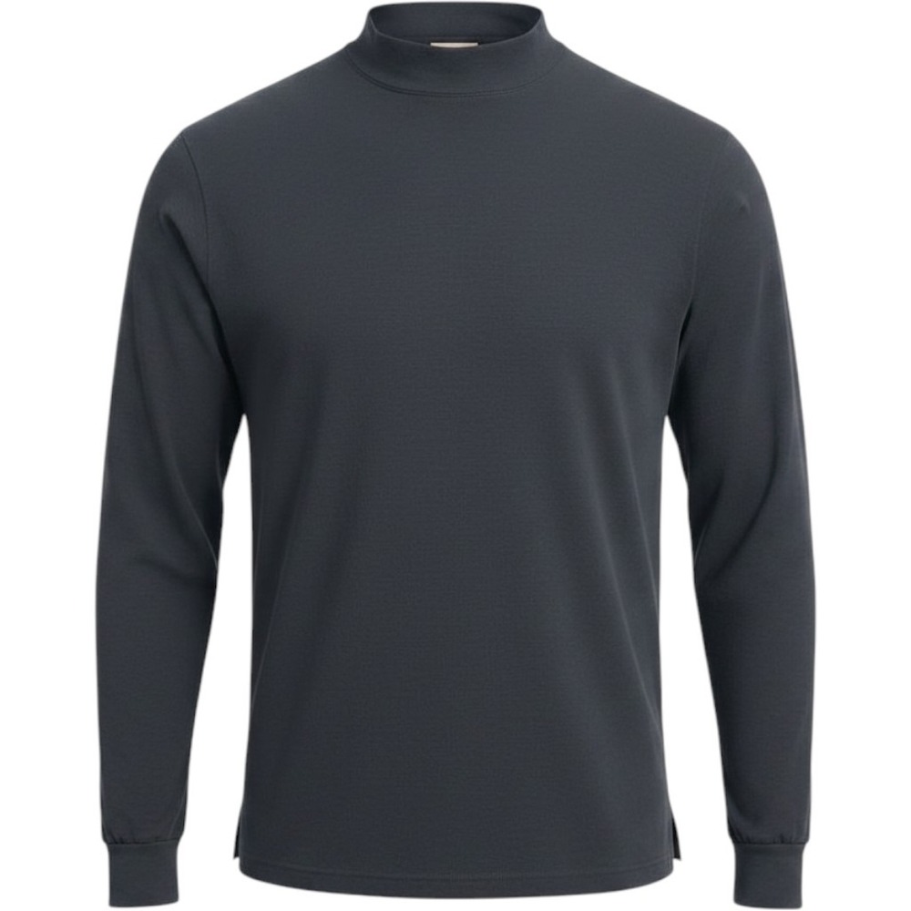 LL Bean Mock Neck Long Sleeve Shirt Mens Large Green‎ Cotton Gorpcore Granola